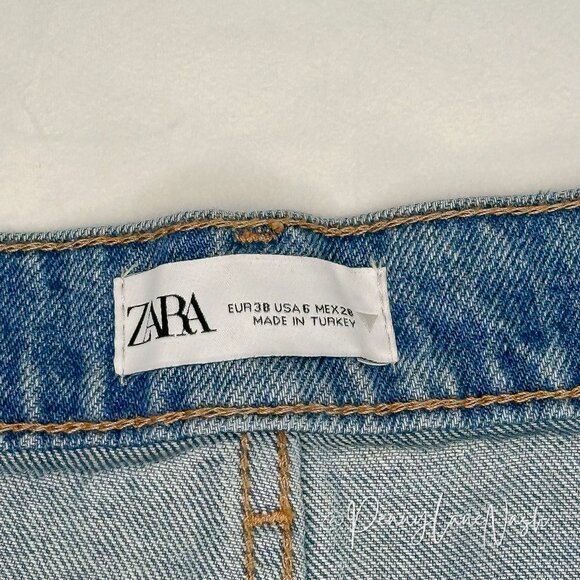Zara High-Rise Button Fly Denim Cut Off Shorts Size 6 - Picture 11 of 12